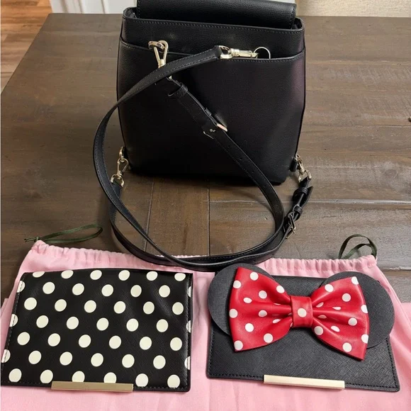 Kate Spade Backpack Shoulder Bag in Black with 3 changing flab’s - Picture 5 of 16